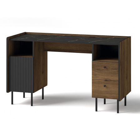 PRESTIGO íróasztal - P9, Warmia dió/San Sebastian/Fekete matt