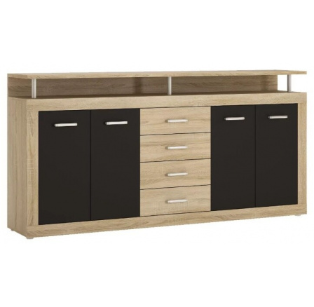 Komoda HYCOON 4D4S, Dub Sonoma/Černá