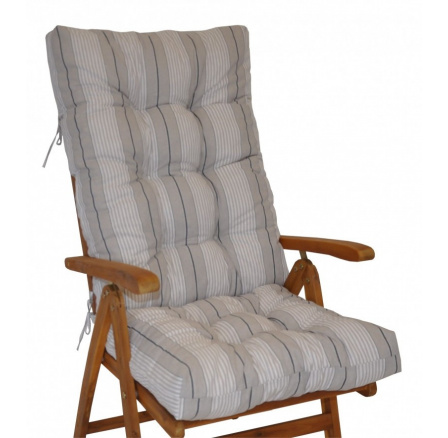 Polstr na teakové zahradní křeslo vysoké - látka Antik pruh