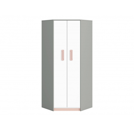 IQ 01-01 korpus szara platyna-biały/wstawka pudrowy - szafa narożna