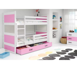 RICO PIĘTROWE RAMA BIAŁY WYPEŁNIENIA RÓŻOWY SZUFLADA RÓŻOWY 80 X 160 KPL