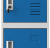 Zárható fém öltözőszekrény talapzaton KAROL, 900 x 1850 x 400 mm, szürke-kék