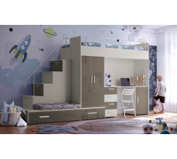 Vyvýšená postel PARADISE 5, Kašmír Šedá Lesk