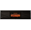 GRANERO TV-szekrény elektromos kandallóval, fekete / fekete fényes