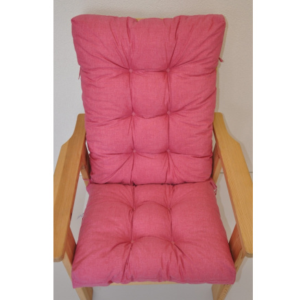 Polstr na zahradní křeslo vysoké široké - látka malinový melír