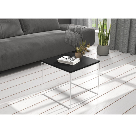 ELENA dohányzóasztal 50x50 Fehér+Fekete