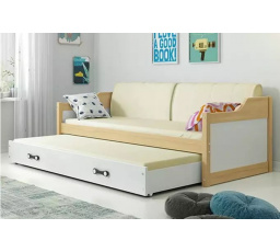 DAWID PODWÓJNE RAMA SOSNA WYPEŁNIENIA BIAŁY SZUFLADA BIAŁY 90 X 200 KPL