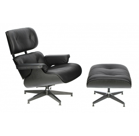 Vip fotel lábtartóval fekete/fekete