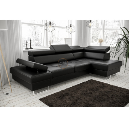 NAROŻNIK GALAXY MINI 170x280 - Czarna eko skóra , prawa