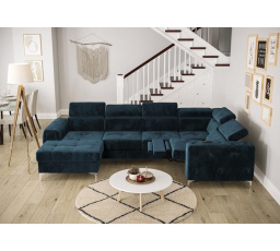 NAROŻNIK ORION MAX III RELAX Z FUNKCJĄ SPANIA 165x320x190 CM - Odcienie granatu , lewa