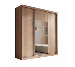 Tolóajtós ruhásszekrény Keri 200 Sonoma+Ezüst