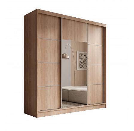 Tolóajtós ruhásszekrény Keri 200 Sonoma+Ezüst