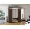 Tolóajtós szekrény tükörrel és LED világítással BALANCE 180 Choco+Choco