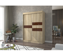 Tolóajtós szekrény lacobellel BATIA 150 Sonoma+Choco Lacobel