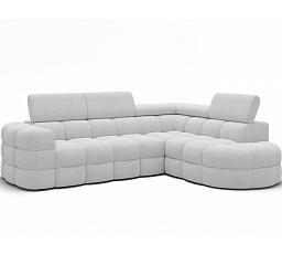 Carmenn sarokkanapé ágyfunkcióval, ágyneműtartóval és állítható fejtámlákkal, fehér bouclé, jobb oldali Royal 01 205x126 Jobb 1