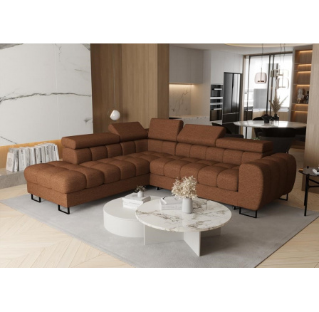 NAROŻNIK ROZKŁADANY ASPEN 260x225 CM - lewa , Odcienie pomarańczowego NAROŻNIK ROZKŁADANY ASPEN 260x225 CM - lewa , Odcienie pomarańczowego