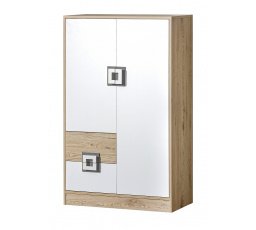 Komoda NICO 07, Světlý Dub/Bílá/Šedá