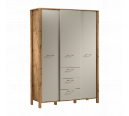 INDYGO S3D3S ruhásszekrény, Wotan Tölgy/Bézs