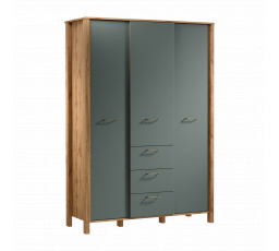 INDYGO S3D3S ruhásszekrény, Wotan tölgy/Zöld