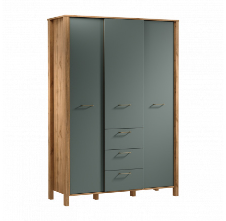 INDYGO S3D3S ruhásszekrény, Wotan tölgy/Zöld