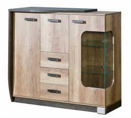 ROMERO - R7 L vitrineszekrény, canyon tölgy/Arusha