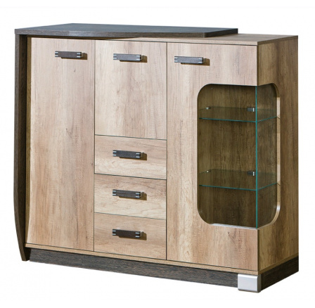 ROMERO - R7 L vitrineszekrény, canyon tölgy/Arusha