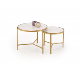 FATIMA dohányzóasztal, fehér márvány hatás / arany