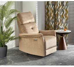 SEMIR dönthető fotel USB-vel, Bézs