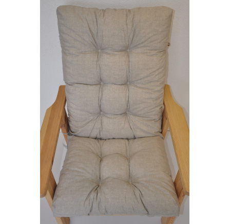 Polstr na zahradní křeslo vysoké široké - látka tmavě béžový melír