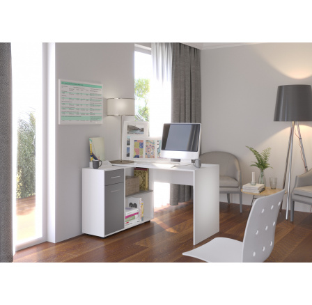 Biurko narożne SAULO White+Gray Biurko narożne SAULO White+Gray