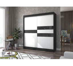 Tolóajtós szekrény lacobellel BATIA 200 Fekete+Fehér