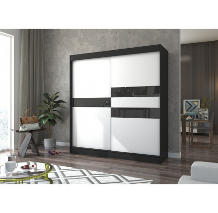 Tolóajtós szekrény lacobellel BATIA 200 Fekete+Fehér