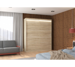 Tolóajtós szekrény LED világítással LINCOLN 180 Sonoma+Sonoma