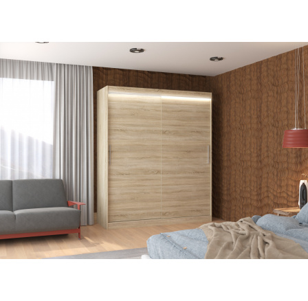 Tolóajtós szekrény LED világítással LINCOLN 180 Sonoma+Sonoma