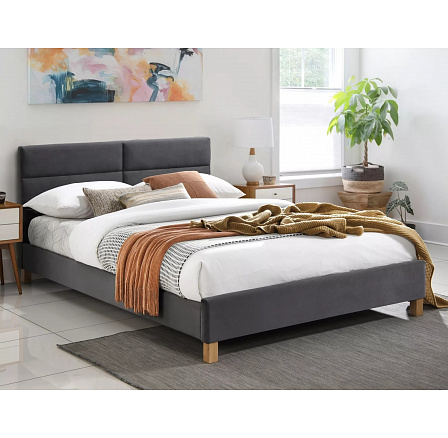 SIERRA Velvet ágy, 140x200 cm, szürke Aksamit 150