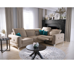 NAROŻNIK MALIBU RELAX Z FUNKCJĄ SPANIA 185x250 CM - prawa , Odcienie beżu