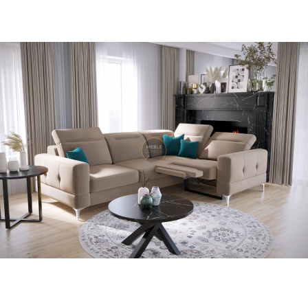 NAROŻNIK MALIBU RELAX Z FUNKCJĄ SPANIA 185x250 CM - prawa , Odcienie beżu