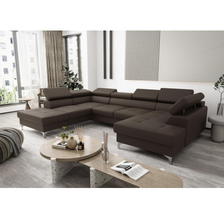 NAROŻNIK TOSCANIA MAX II 170x350x220 SKÓRA NATURALNA - lewa , Skóra brązowa