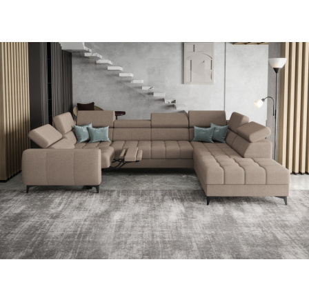 NAROŻNIK ROZKŁADANY PORTO MAX I RELAX 225X350X193 CM - prawa , Odcienie beżu NAROŻNIK ROZKŁADANY PORTO MAX I RELAX 225X350X193 CM - prawa , Odcienie beżu