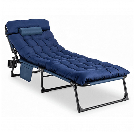Leżak Ogrodowy Łóżko Polowe SATURN Granatowe
