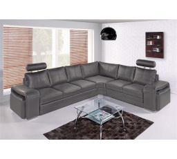 Kožená sedací souprava Endy s rozkladem pravá šedá