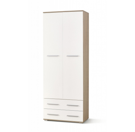 LIMA REG2 ruhásszekrény, sonoma tölgy/fehér