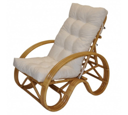 Ratanové křeslo polohovací medové polstr bílý