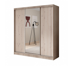 Tolóajtós és tükrös ruhásszekrény Ida 200 Sonoma+Fehér