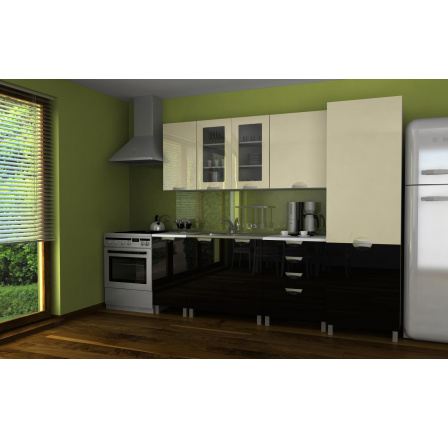 Kuchyňská linka Simeon RLG 240 vanilka/černý lesk