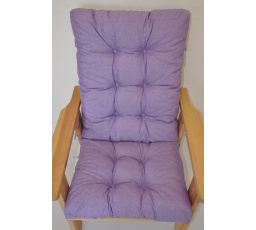 Polstr na zahradní křeslo vysoké široké - látka fialový melír