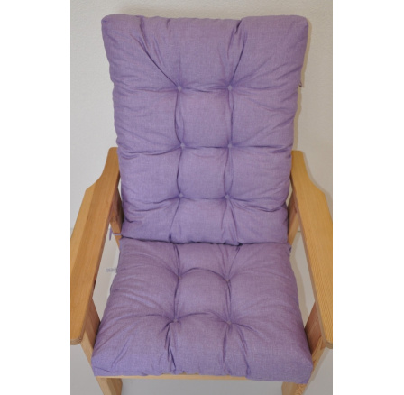 Polstr na zahradní křeslo vysoké široké - látka fialový melír