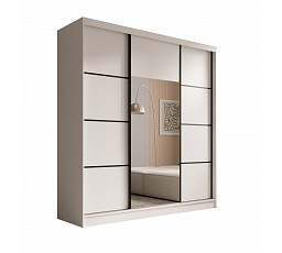 Keri 200 Gardróbszekrény Fehér+Fekete