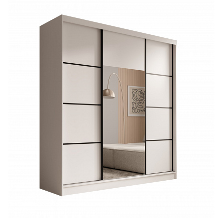 Keri 200 Gardróbszekrény Fehér+Fekete