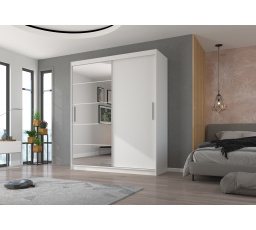 Tolóajtós és tükörrel ellátott ruhásszekrény ESTI 180 Fehér+Fehér